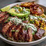 Steak Avocado Roasted Corn Bowl