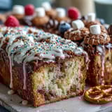 An eye-catching grad party dessert board featuring colorful cake slices, cookies, and fresh berries for easy sharing.