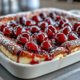 Easy baked cherry clafoutis topped with a delicate custardy crust.