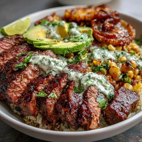 Steak Avocado Roasted Corn Bowl