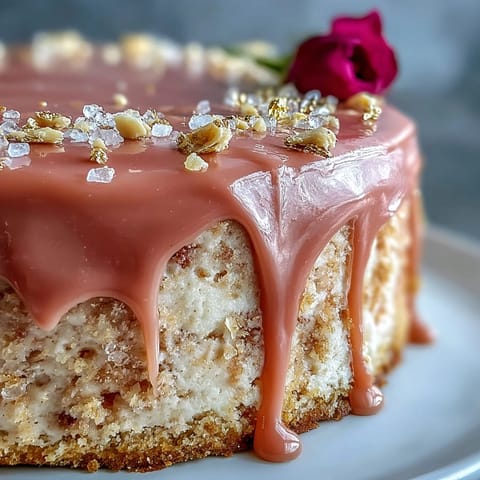 Bridal Shower Rosé Velvet Cake: elegant blush pink dessert with rich frosting and elegant gold drip.