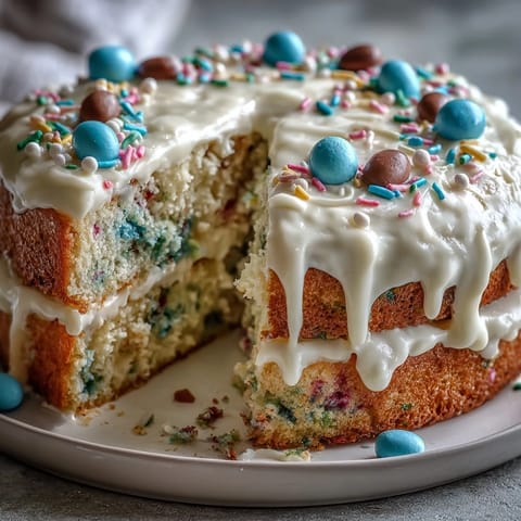 This festive cake is a delight for parties, frosted generously.