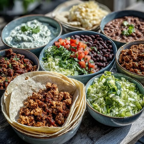 DIY Taco Bar for Outdoor BBQ: ready for guests to build delicious custom meals.