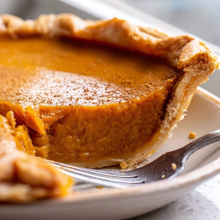 Creamy Pumpkin Pie served chilled with a generous dollop of homemade whipped cream on a festive autumn table.