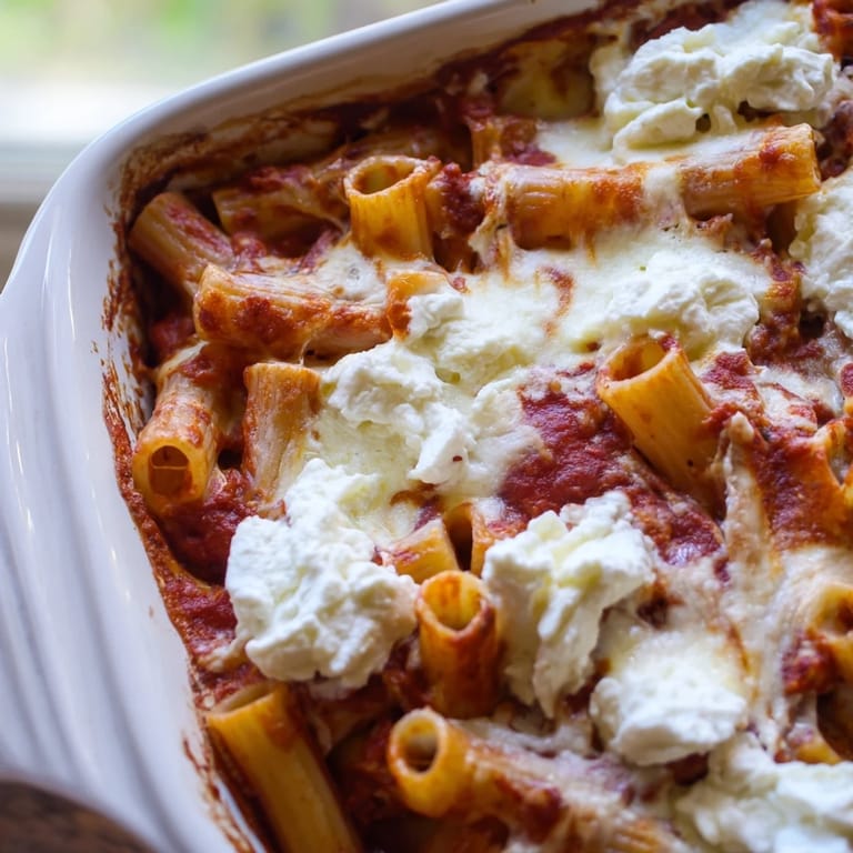 A hearty Baked Ziti casserole, perfect for family dinners and easy weeknight Italian-American comfort food.
