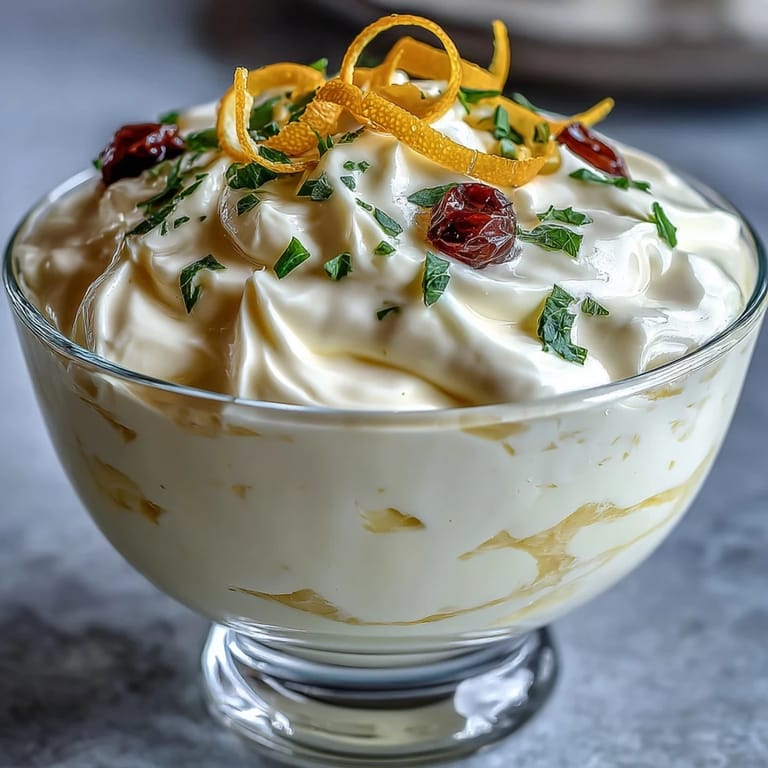 Spooned into dessert glasses, this silky Lemon Fool shows marbled lemon cream and whipped cream with a lemon zest garnish.