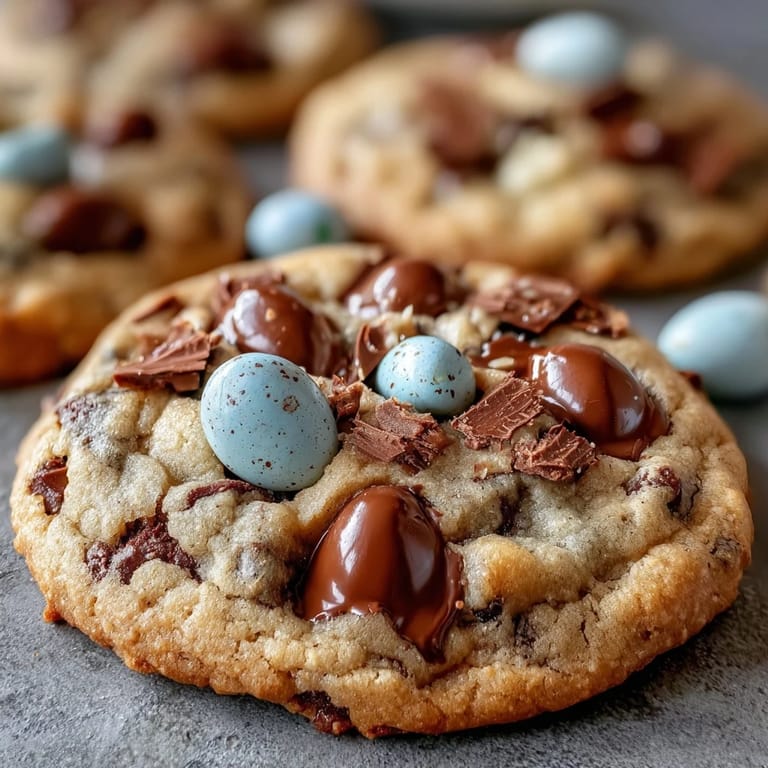 Colorful Cadbury Mini Egg Easter Chocolate Chip Cookies, soft and chewy, perfect for festive spring gatherings.  