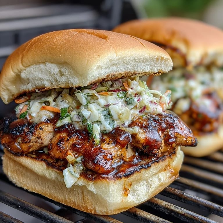 Festive BBQ Chicken Sliders with crisp coleslaw and juicy shredded chicken, perfect for summer cookouts and holiday parties.