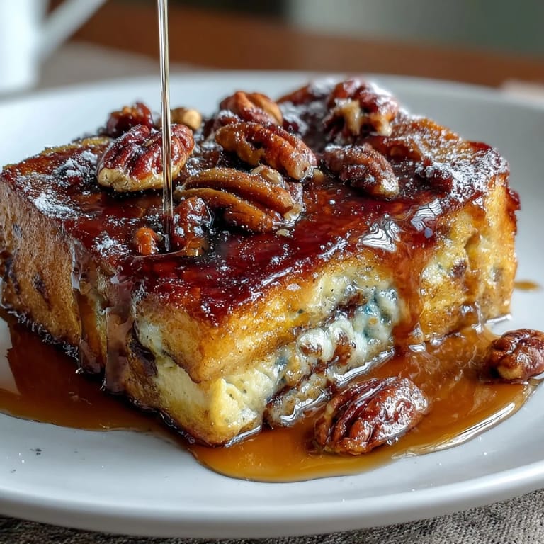 Warm, oven-baked pancake casserole with a rich maple syrup swirl, perfect for serving a crowd at brunch or breakfast.