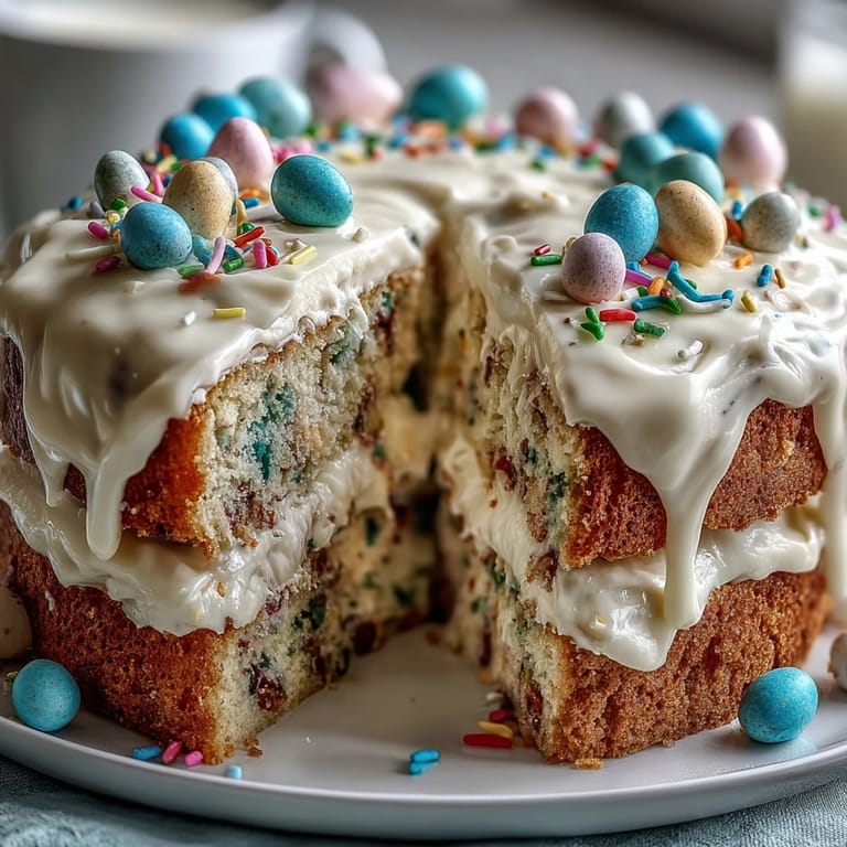 Closeup of a slice of Spring Birthday Party Funfetti Dip Cake.