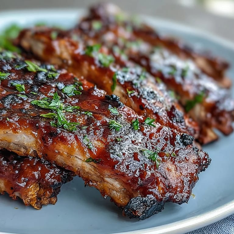 Showcasing a juicy Father's Day BBQ Rib Board ready for guests with vibrant dipping sauces.