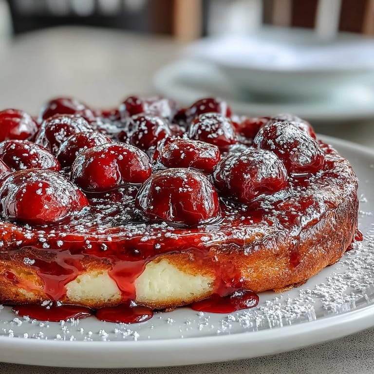 Vibrant fresh cherry clafoutis, a perfect French summer dessert.