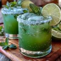 Cinco de Mayo Margarita Mocktail with Lime and Salt Rim, a refreshing citrus drink in a glass with a salted rim, garnished with lime and mint.