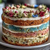 Beautiful pastel ombre spring cake with delicate floral topper, perfect for festive celebrations and springtime gatherings.